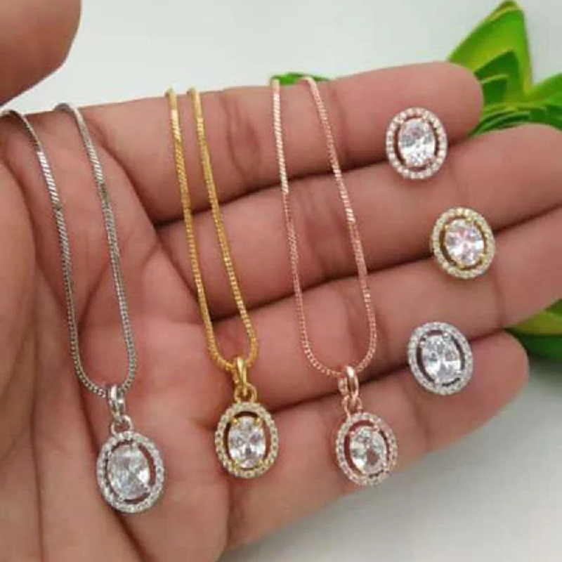 Limited-Stock Jewelry Sale – Shop Before It's Gone Lucentarts Jewellery AD Chain Pendant Set