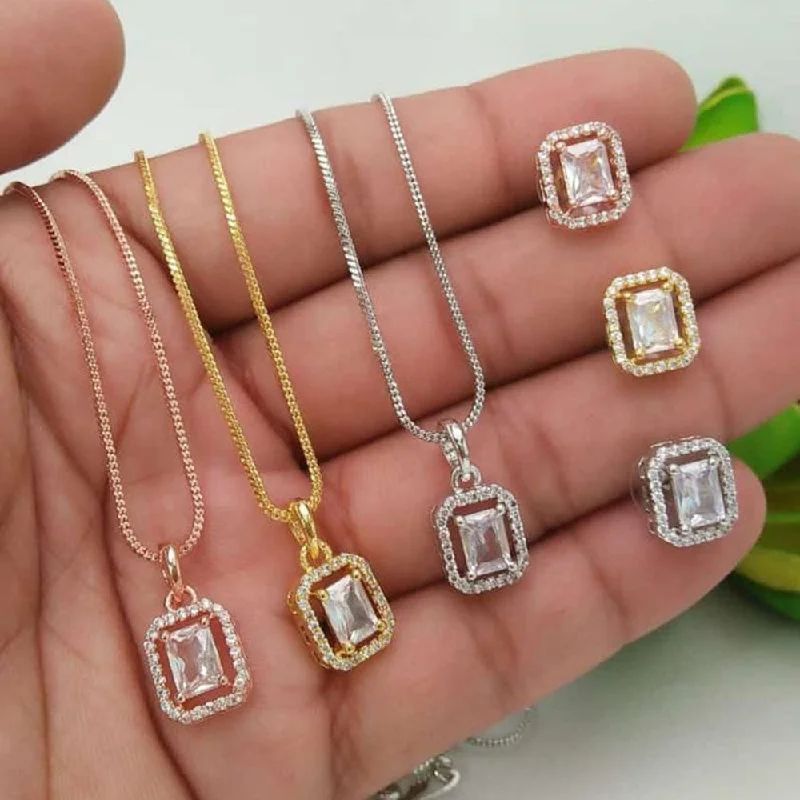 Last Chance To Shop High-End Jewelry At Markdown Prices Lucentarts Jewellery AD Chain Pendant Set