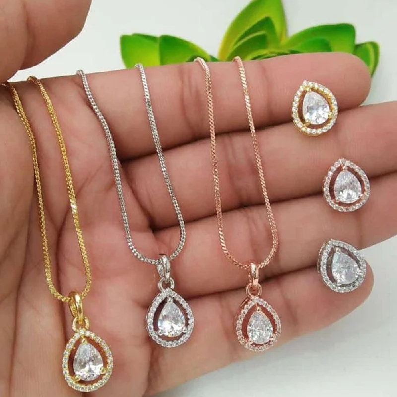 Best Jewelry Deals – Premium Quality At Exclusive Discounts Lucentarts Jewellery AD Chain Pendant Set