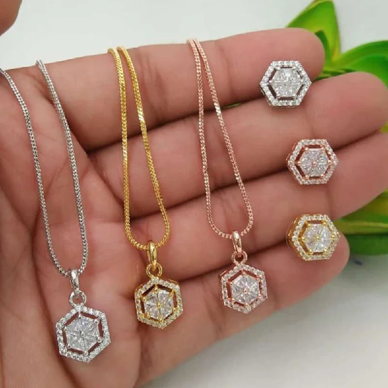 Shop Handcrafted Jewelry At Special Promotional Rates Lucentarts Jewellery AD Chain Pendant Set
