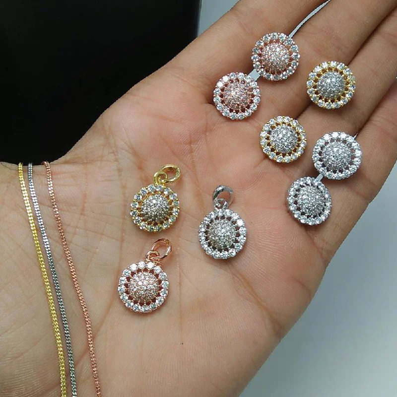 Flash Sale On Elegant Jewelry – Don't Miss Out Lucentarts Jewellery AD Chain Pendant Set