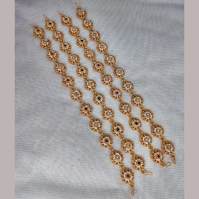 Elegant Jewelry Styles At Budget-Friendly Prices Lucentarts Jewellery Gold Plated Kundan And Pearl Sheeshphool (Assorted Color 1Piece Only)