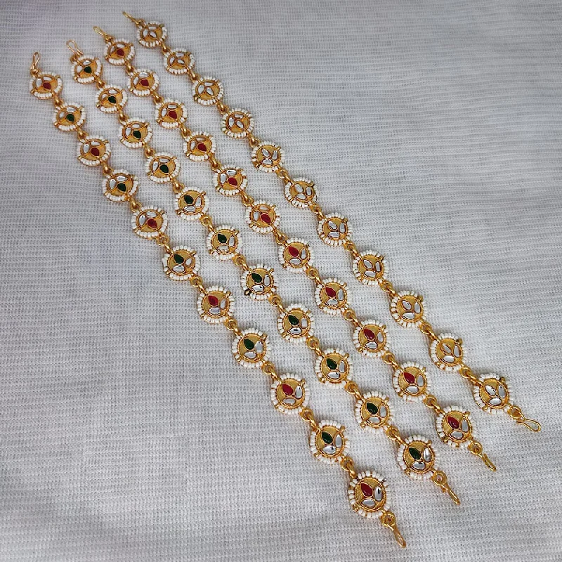 Get Your Favorite Jewelry At The Best Price Lucentarts Jewellery Gold Plated Kundan And Pearl Sheeshphool (Assorted Color 1Piece Only)