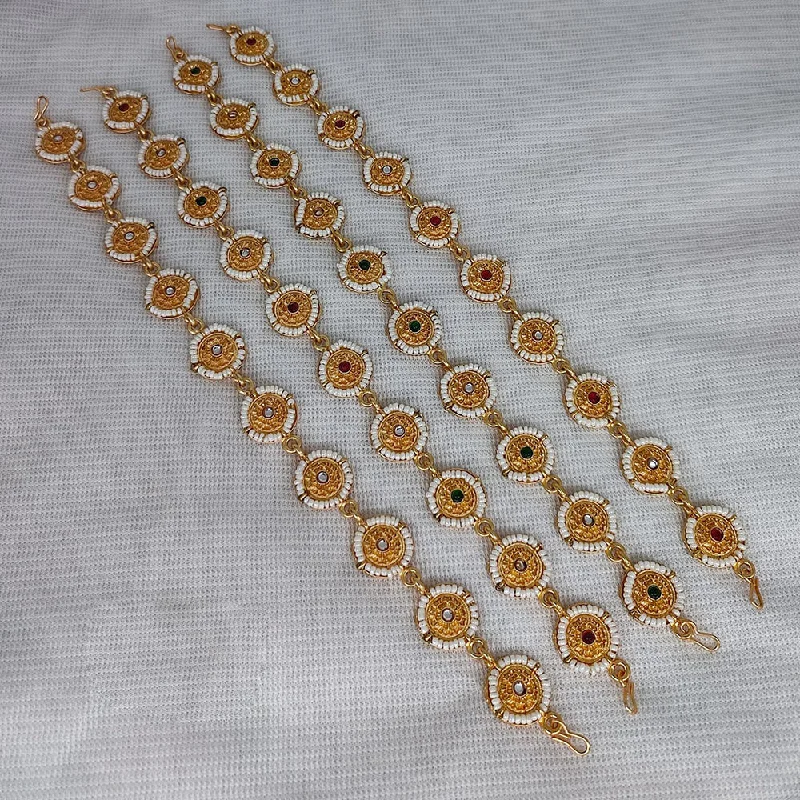 Celebrate With Sparkle – Jewelry Sale Now Live Lucentarts Jewellery Gold Plated Kundan And Pearl Sheeshphool (Assorted Color 1Piece Only)