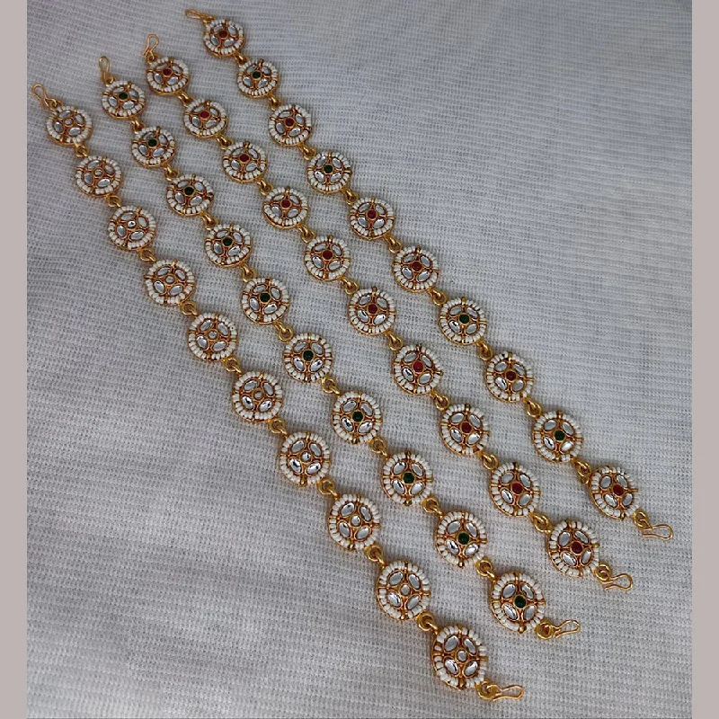 High-Quality Jewelry At A Fraction Of The Cost Lucentarts Jewellery Gold Plated Kundan And Pearl Sheeshphool (Assorted Color 1Piece Only)
