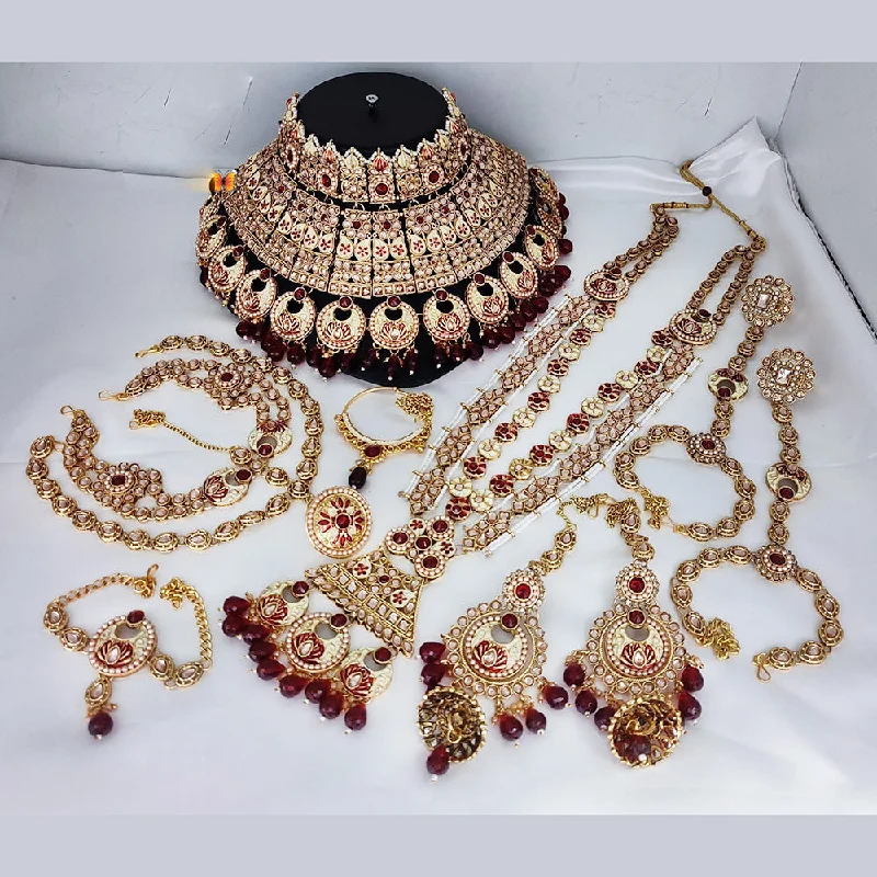 Premium Diamond Jewelry At Once-In-A-Lifetime Discounts Lucentarts Jewellery Gold Plated Kundan Stone And Meenakari Bridal Necklace Set