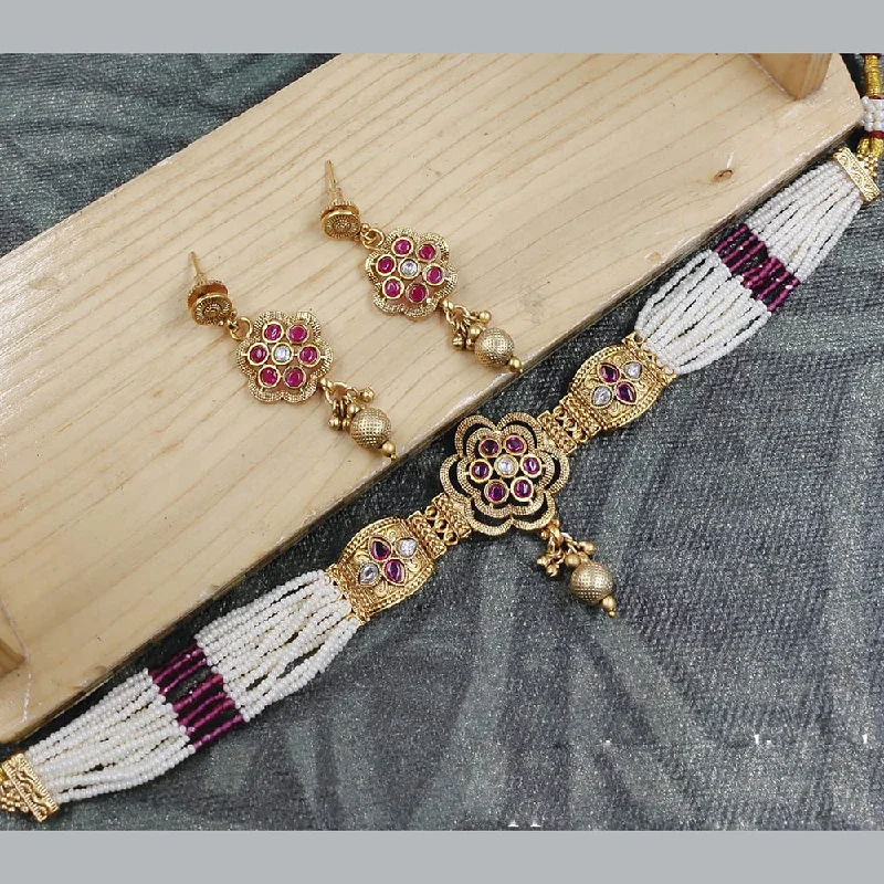 Seasonal Jewelry Sale – Upgrade Your Collection Lucentarts Jewellery Gold Plated Kundan Stone And Pearls choker Necklace Set Seasonal Jewelry Sale – Upgrade Your Collection Lucentarts Jewellery Gold Plated Kundan Stone And Pearls choker Necklace Set