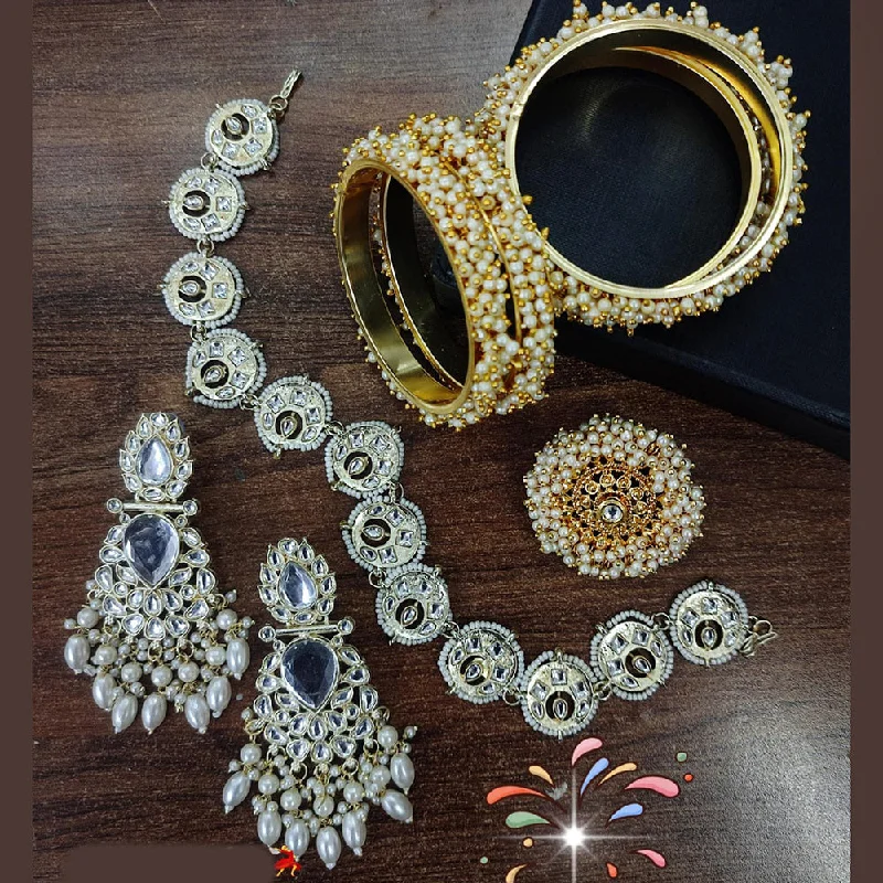 Best-Selling Jewelry Now Available At Special Deals Lucentarts Jewellery Gold Plated Kundan Stone Combo Set