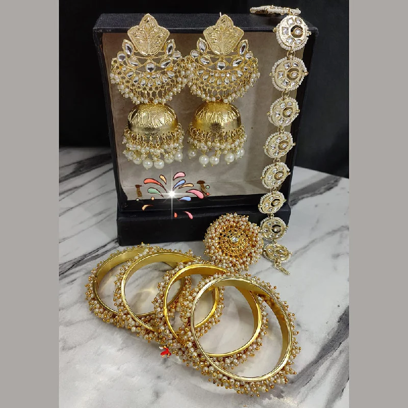 Shop Trending Jewelry With Exclusive Savings Lucentarts Jewellery Gold Plated Kundan Stone Combo Set