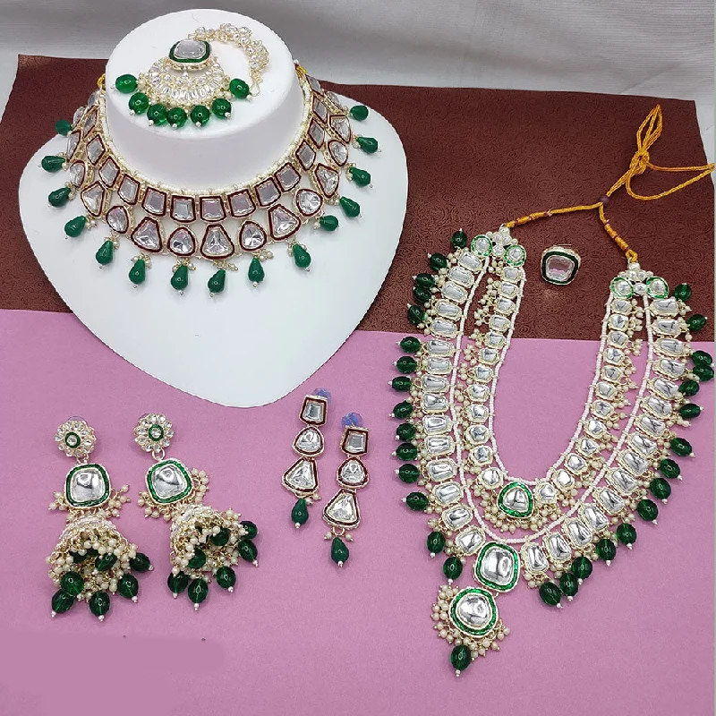 Seasonal Jewelry Deals – Elevate Your Style Lucentarts Jewellery Gold Plated Kundan Stone Combo Set