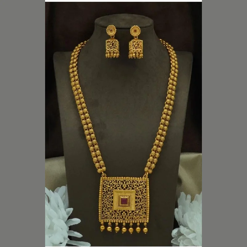 Limited-Time Jewelry Sale – Elegant Styles At Less Lucentarts Jewellery Gold Plated Long Necklace Set