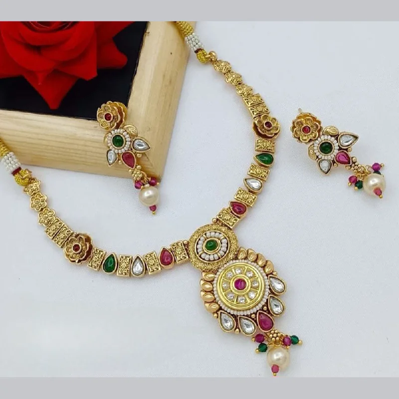 Bestselling Jewelry At Special Promotional Rates Lucentarts Jewellery Gold Plated Pota Stone And Pearl Necklace Set
