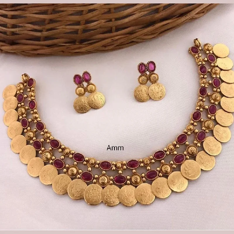 Special Deals On Handcrafted And Designer Jewelry Lucentarts Jewellery Gold Plated Pota Stone And Temple Necklace Set