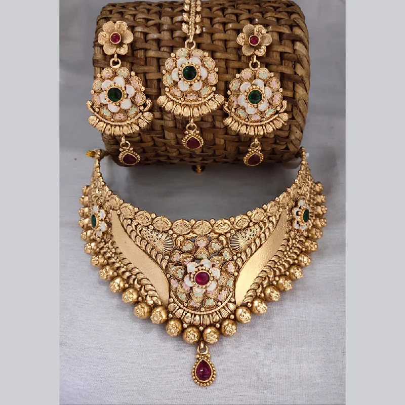 Trending Jewelry Now Available At Exclusive Prices Lucentarts Jewellery Gold Plated Pota Stone Necklace Set