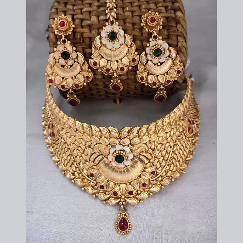 Special Deals On Handcrafted And Designer Jewelry Lucentarts Jewellery Gold Plated Pota Stone Necklace Set