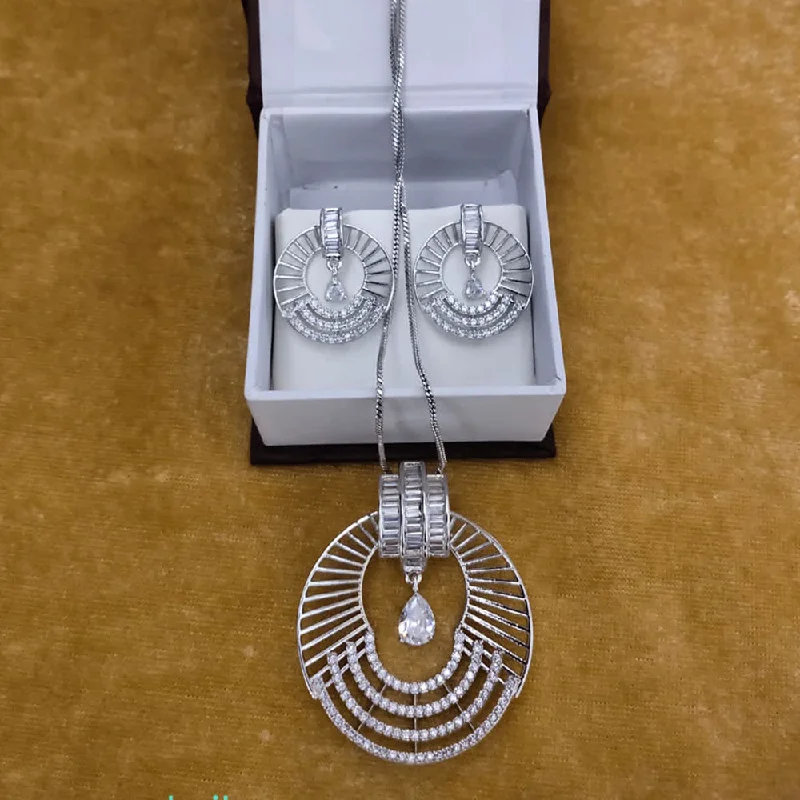 Once-A-Year Jewelry Deals – Shop Before They’Re Gone Lucentarts Jewellery Silver Plated AD Chain Pendant Set