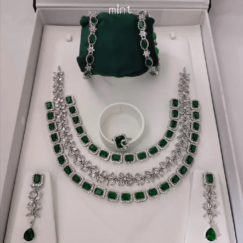 Trendy And Classic Jewelry Now At Reduced Prices Lucentarts Jewellery Silver Plated AD Combo Set