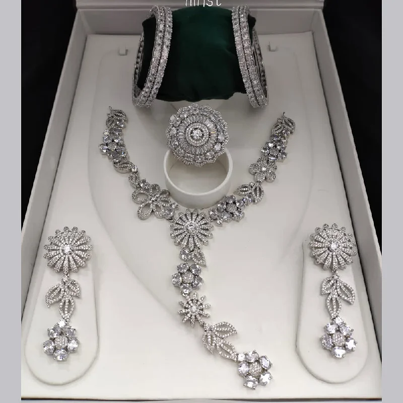 Premium Jewelry At Promotional Prices – Shine Today Lucentarts Jewellery Silver Plated AD Combo Set