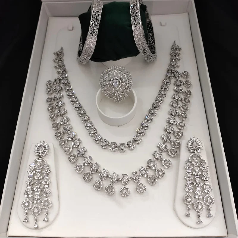 Timeless Jewelry, Timeless Savings – Don't Wait Lucentarts Jewellery Silver Plated AD Combo Set