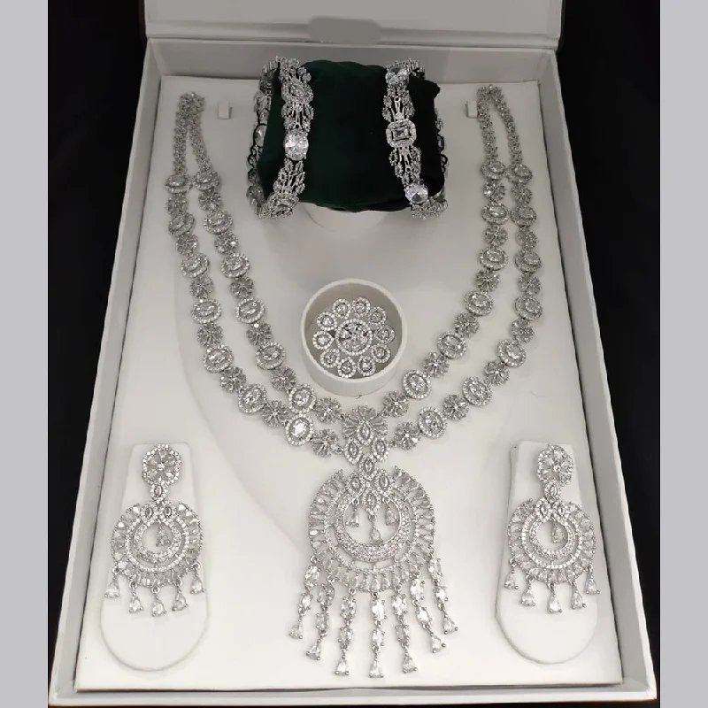 Beautiful Jewelry, Breathtaking Discounts – Hurry In Lucentarts Jewellery Silver Plated AD Combo Set