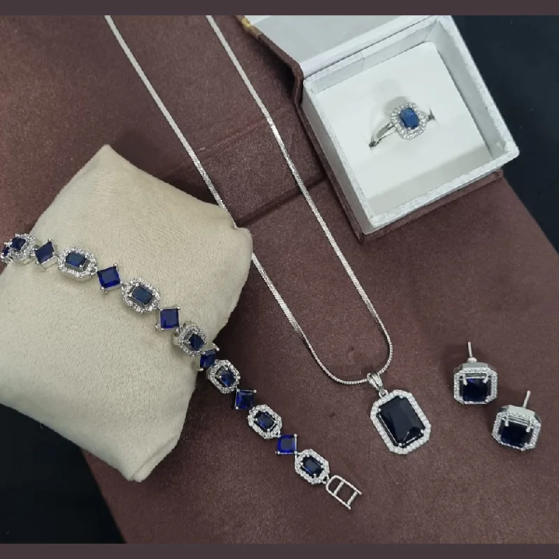 Unmissable Jewelry Discounts – Elevate Your Look For Less Lucentarts Jewellery Silver Plated AD Combo Set
