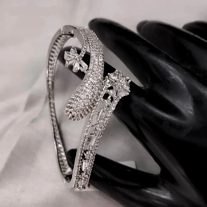 Sparkle More For Less – Jewelry Sale Happening Now Lucentarts Jewellery Silver Plated AD Openable Kada