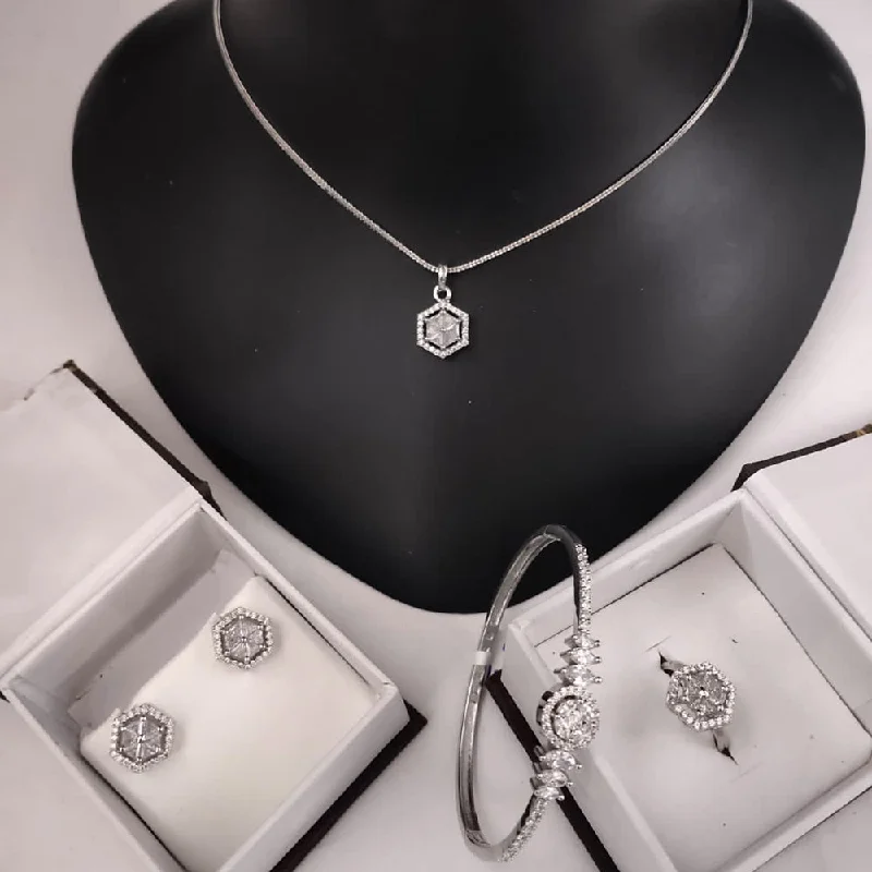 Affordable Elegance – Premium Jewelry At Special Prices Lucentarts Jewellery Silver Plated Jewellery AD Combo Set