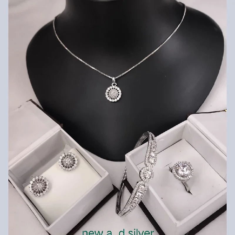 Luxury Jewelry At Budget-Friendly Prices – Grab Yours Now Lucentarts Jewellery Silver Plated Jewellery AD Combo Set
