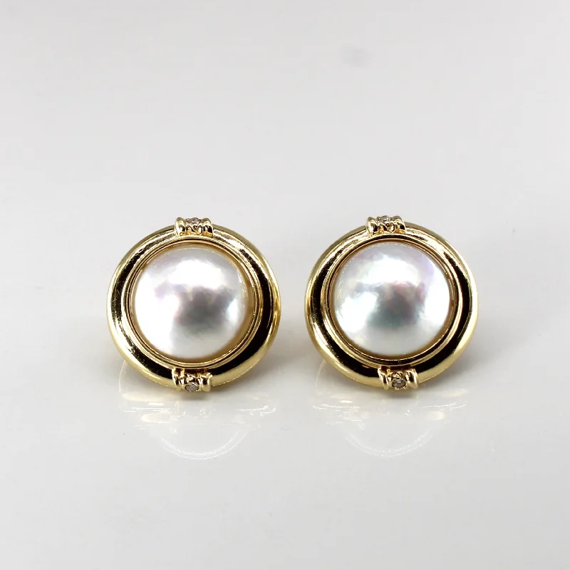 Waterproof Stainless Steel Jewelry For Lasting Beauty Mabé Pearl & Diamond Earrings | 0.04ctw |