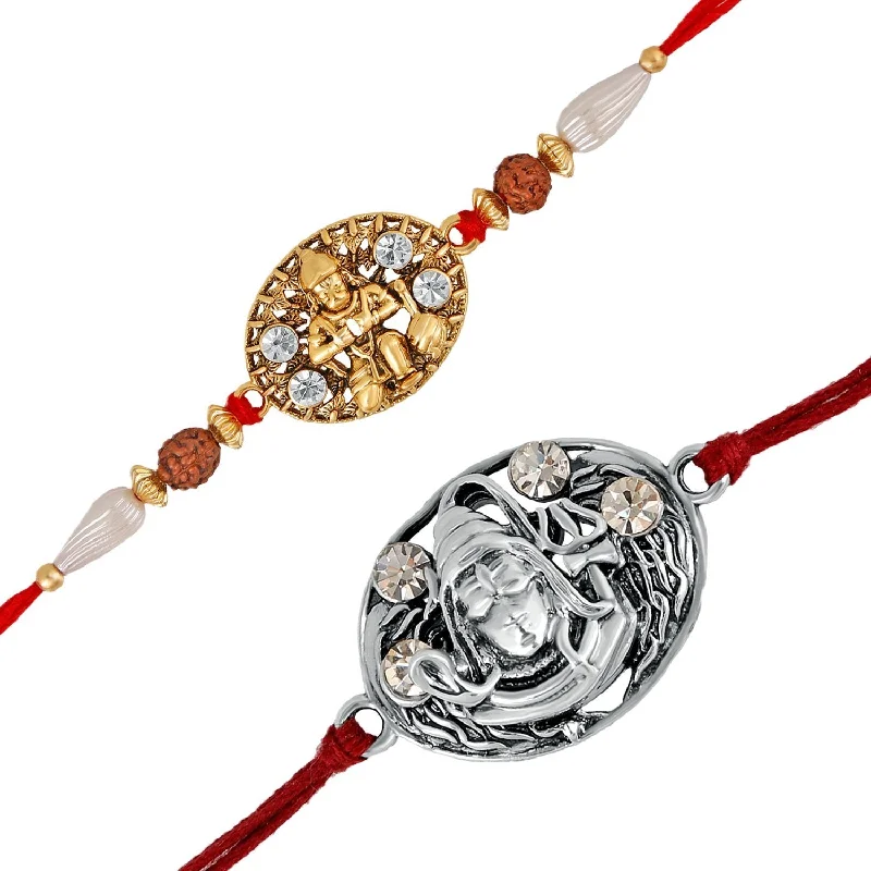 Elegant Necklaces And Bracelets At Limited-Time Offers Mahi Combo of Lord Hanuman and Shiva Rakhis with Crystals and Rudraksha for Adorable Brothers RCO1105116M Elegant Necklaces And Bracelets At Limited-Time Offers Mahi Combo of Lord Hanuman and Shiva Rakhis with Crystals and Rudraksha for Adorable Brothers RCO1105116M