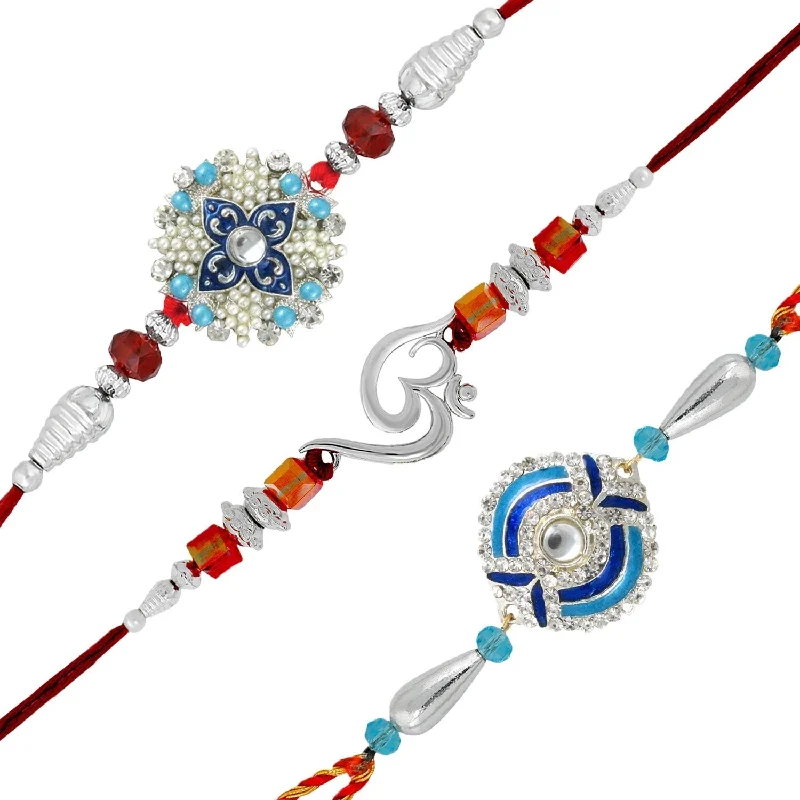 Accessorize For Less – Luxury Jewelry At Affordable Prices Mahi Combo of Om and Designer Rakhis with Crystals and Artificial Pearls for Adorable Brothers RCO1105127R Accessorize For Less – Luxury Jewelry At Affordable Prices Mahi Combo of Om and Designer Rakhis with Crystals and Artificial Pearls for Adorable Brothers RCO1105127R
