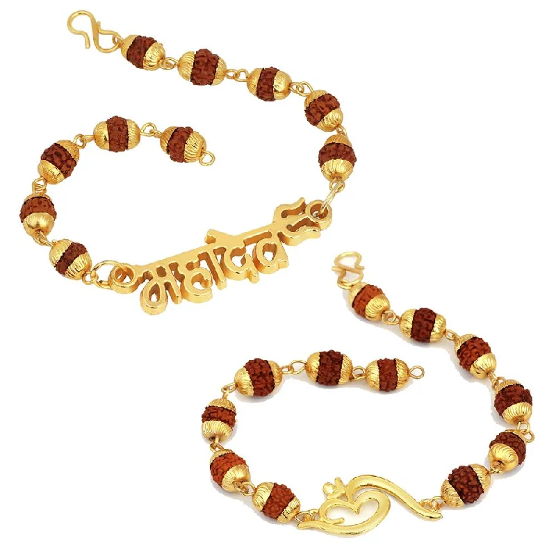 Shop Fine Jewelry With Amazing Deals Mahi Combo of Om Mahadev Trishul Bracelets with Rudraksha for Men (CO1105190G)