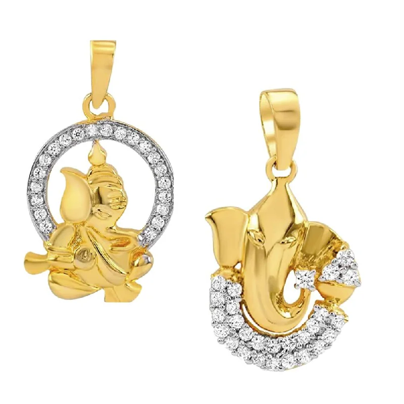 The Perfect Accessory For Less – Jewelry Sale Live Mahi Combo of Siddhidhata Ganesha Pendant with White Crystals for Men and Women (CO1105213G)