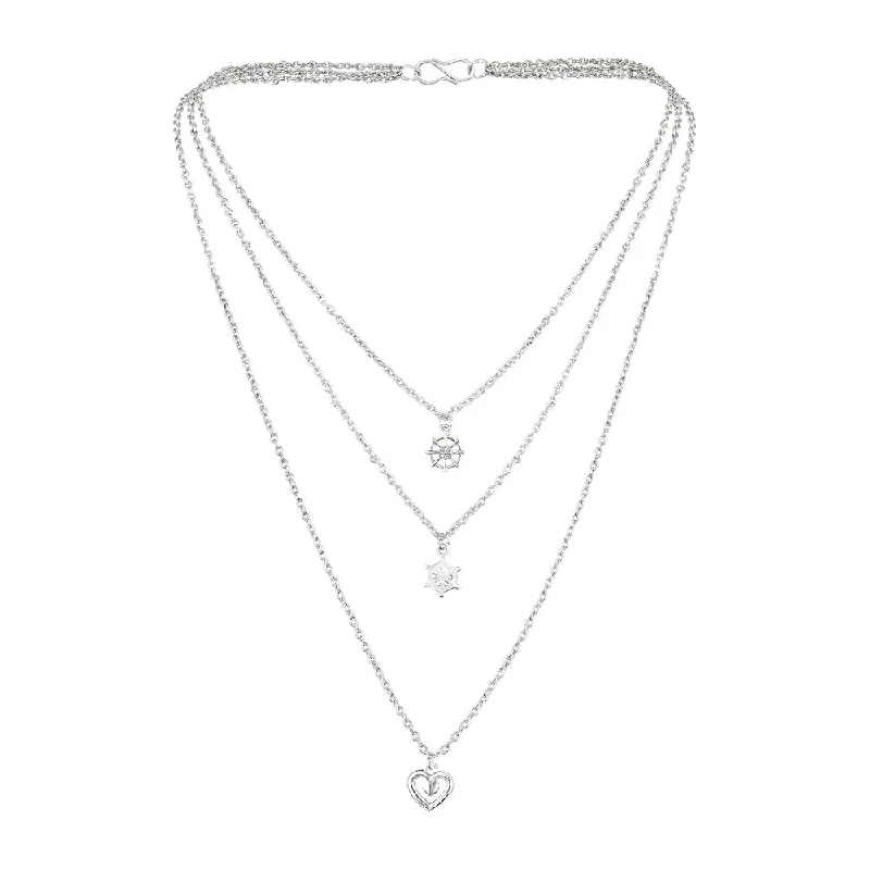 Holiday Jewelry Sale – Perfect Gifts At The Best Prices Mahi Dual Heart and Wheel Charms Multi Strand Chain Pendants Layered Necklace for Women (PS1101775R)