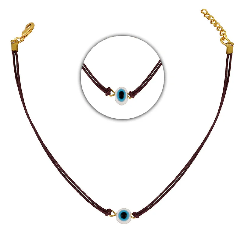 Stunning Jewelry Pieces At The Lowest Prices Ever Mahi Gold Plated Evil Eye Adjustable Rope Necklace for Women (PS1101862G)