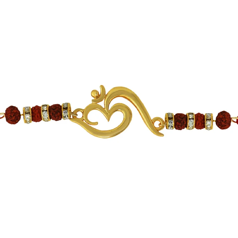 Once-A-Year Jewelry Sale – Grab Your Favorites Now Mahi Religious Gold Plated OM with Rudraksha Rakhi for Rakshabandhan (Bracelet) BR1100546G Once-A-Year Jewelry Sale – Grab Your Favorites Now Mahi Religious Gold Plated OM with Rudraksha Rakhi for Rakshabandhan (Bracelet) BR1100546G