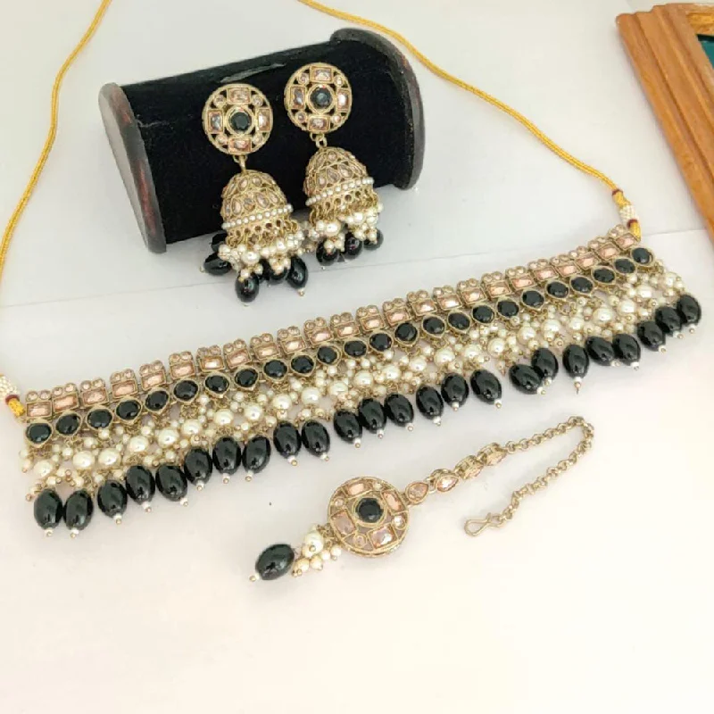 Elegant Jewelry Pieces At Unbelievable Prices Manisha Jewellery Gold Plated Beads Choker Ncklace Set