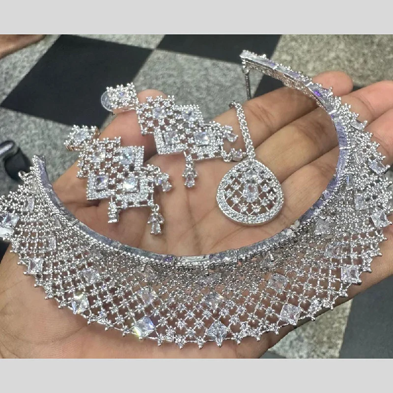 Elegant Designs, Unbeatable Discounts – Shop Jewelry Now Manisha Jewellery Silver Plated AD Stone Necklace Set
