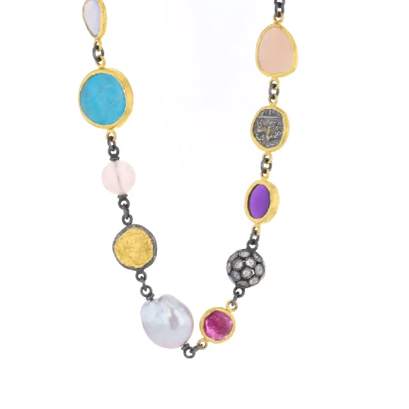 Shop Fine Jewelry With Exclusive Savings 34" 24K & Silver Multi-Stone Necklace