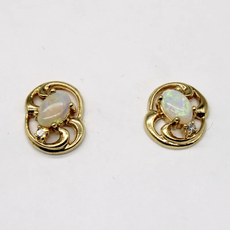 Limited-Stock Jewelry Clearance – Grab Your Favorites Now Opal & Diamond Earrings | 0.50ctw, 0.03ctw |