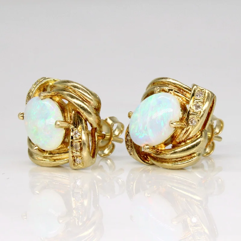 Timeless Elegance, Temporary Discounts – Act Fast Opal & Diamond Earrings | 1.24ctw, 0.02ctw |
