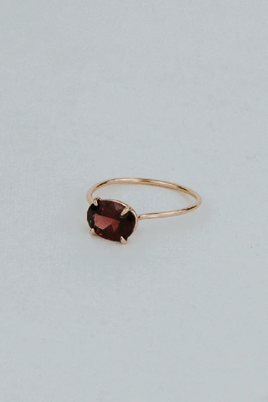 Jewelry Clearance – Final Chance To Save Big Prong Set Ring - Garnet - 14K Rose Gold