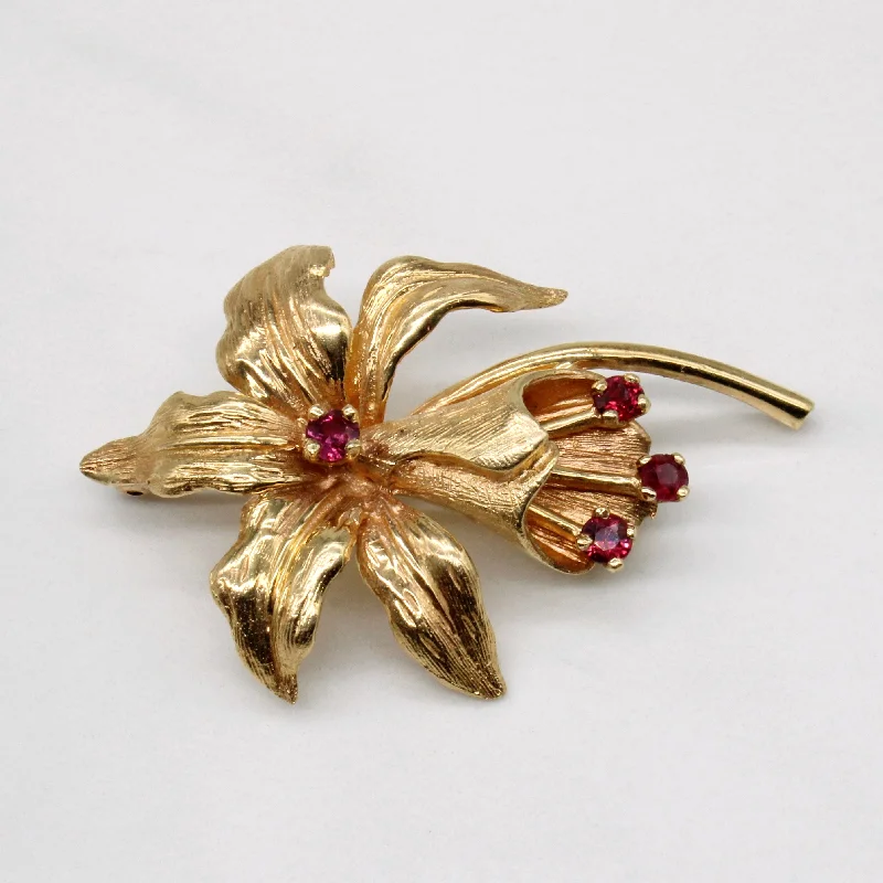 Luxury Meets Affordability – Jewelry Sale Now Live Ruby Floral Brooch | 0.36ctw |