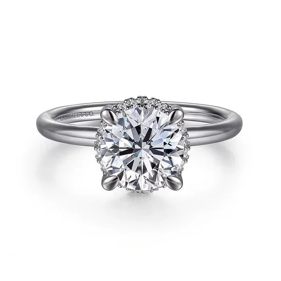 Classic And Modern Jewelry Styles On Sale Seattle - 14K White Gold Round Hidden Halo Diamond Engagement Ring (Setting Only)