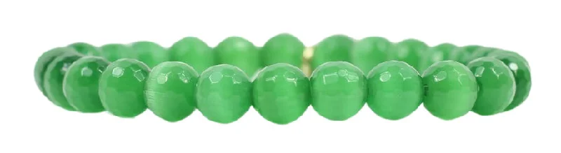 Bohemian-Inspired Jewelry For Free-Spirited Fashion Stacker Stretch Bracelet - Green Cat's Eye