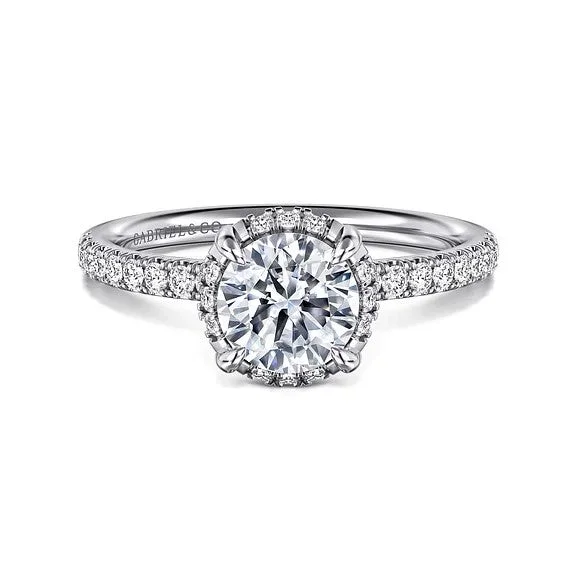 The Biggest Jewelry Sale Of The Year Is Here Suede - 14K White Gold Round Hidden Halo Diamond Engagement Ring (Setting Only)