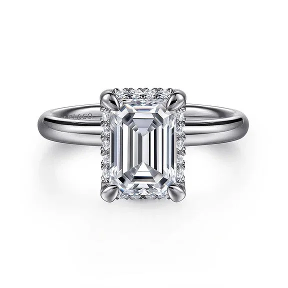 Flash Deals On Fine Jewelry – Shop Before It's Gone Symphony - 14K White Gold Emerald Cut Hidden Halo Diamond Engagement Ring (Setting Only)