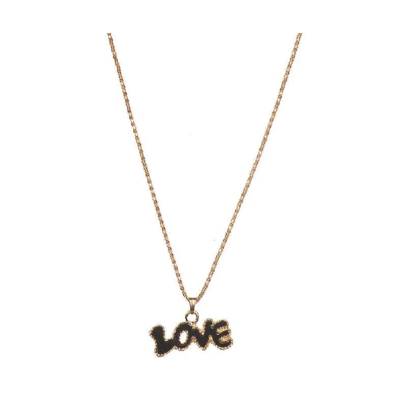Affordable Glamour – Premium Jewelry At Special Prices Urthn Black Love Gold Plated Chain Pendant - 1200831