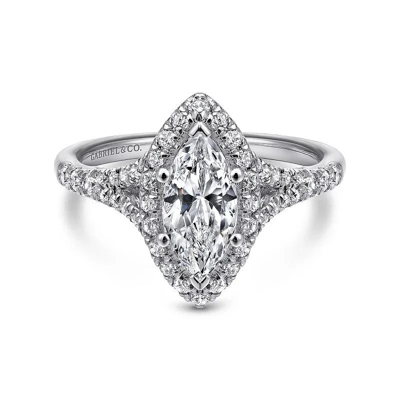 Flash Sale On Stunning Jewelry – Don't Miss Out Verbena - 14K White Gold Marquise Halo Diamond Engagement Ring (Setting Only)