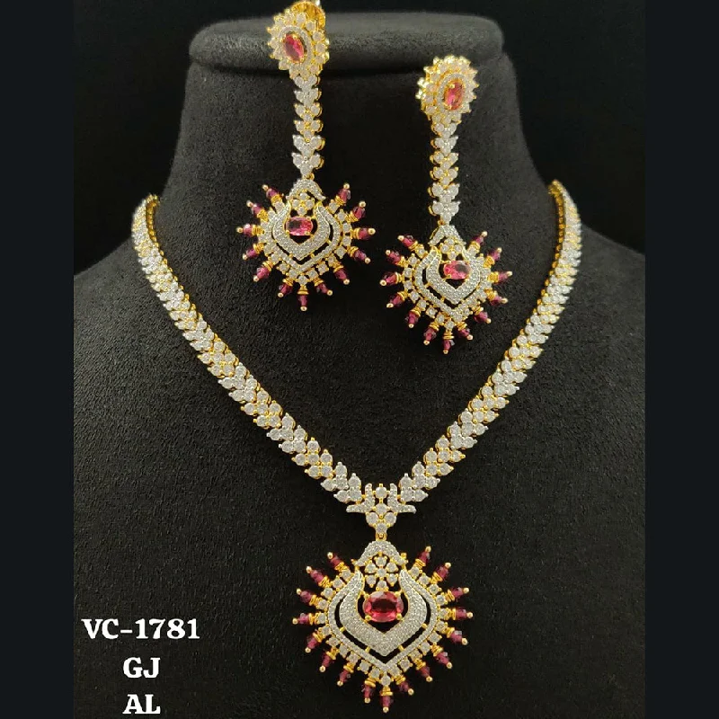 Handmade Pearl Jewelry For Timeless Elegance Vivah Creations Gold Plated AD Necklace Set Handmade Pearl Jewelry For Timeless Elegance Vivah Creations Gold Plated AD Necklace Set